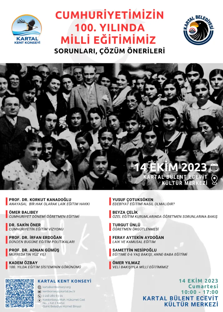 KARTAL’DA, ‘CUMHURİYETİMİZİN 100. YILINDA MİLLİ EĞİTİMİMİZ, SORUNLARI, ÇÖZÜM ÖNERİLERİ’ ÇALIŞTAYI YAPILACAK
