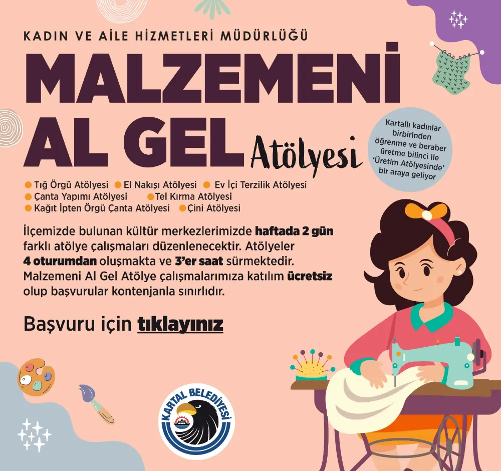 KARTAL’DA ‘MALZEMENİ AL GEL’ ATÖLYESİ BAŞLIYOR